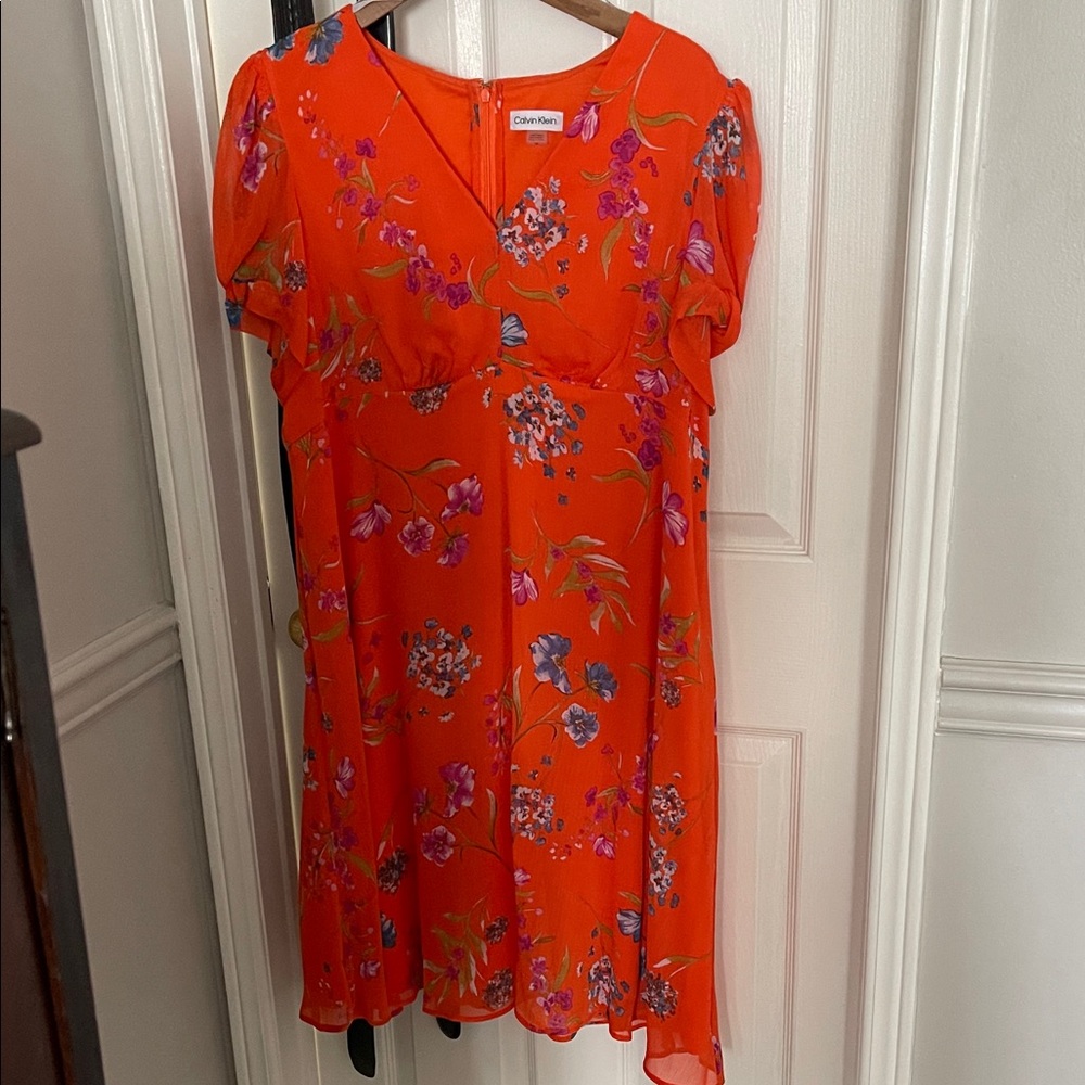 Calvin Klein Orange Floral Dress